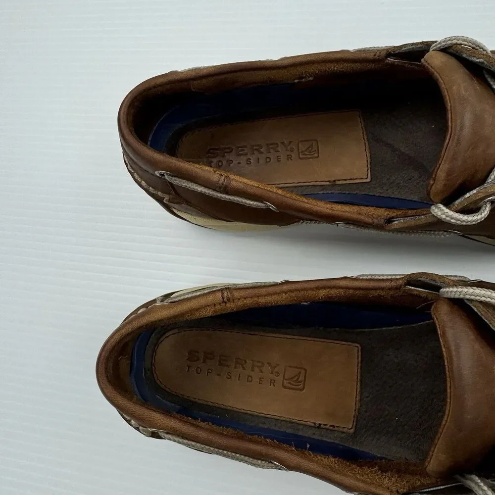 Sperry Top-Sider Men’s Leather Boat Shoes Brown Size 13 M Moc Toe Lace Up